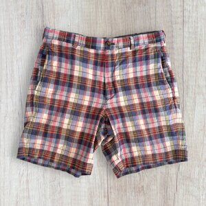 Brooks Brothers India Madras Plaid Shorts 34W Cotton Preppy Summer